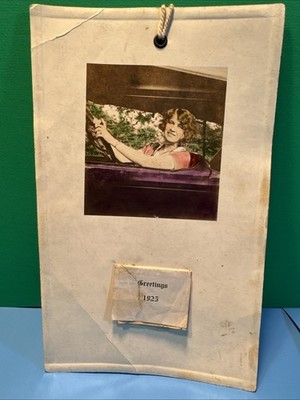 1925 Hand Colored Photo Woman Driver Car Calendar AZ-U-LYK-M Bristol VT vtg Auto