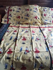 Vintage Look of Cow GIRLS and BOYS Pillow CASES. Cotton Fabric 1/2