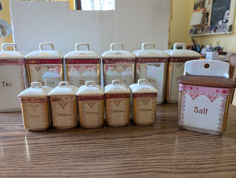 Vintage German Marga Set of 12 Canisters