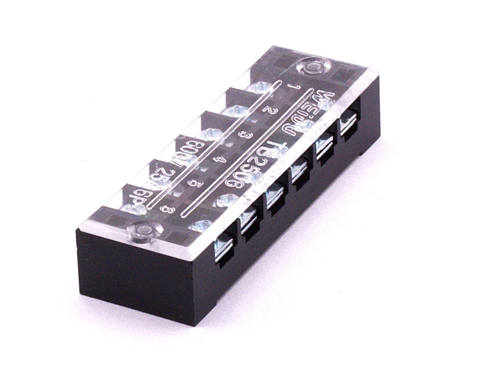 12 Position (6x2)  HD 25A - 10A GA  600V Terminal Block Strip w/ Cover + Jumpers - Image 4 of 4