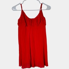 Victoria's Secret Red Lace Mesh Babydoll Nightgown XL Vintage 2009 Chemise