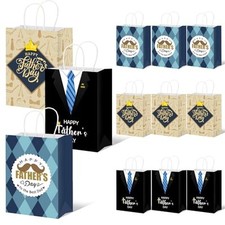 12PCS Fathers Day Gift Bags 8.3" Happy Father's Day Gift Bag with Handle Best
