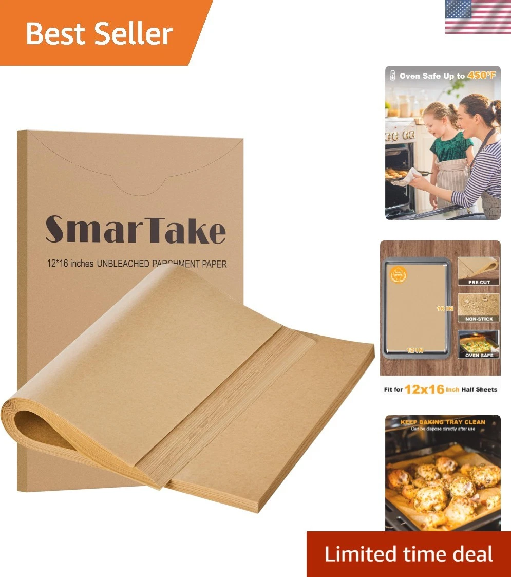 Versatile 200 Pcs Non-Stick Parchment Baking Sheets 12x16 for All Cooking