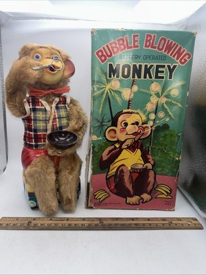Bubble Blowing Monkey Alps 1950 s Original Box Rock Valley Toy Made In Japan