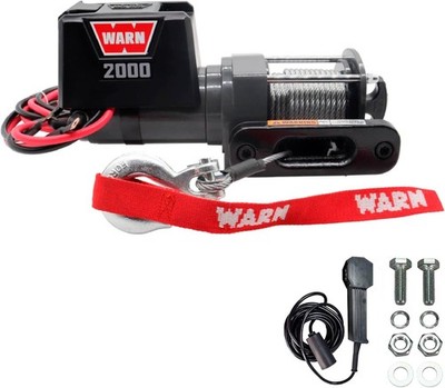 WARN 2000 DC 12V Electric Winch, 2000 lb Pulling Capacity | Steel Cable, Hook &
