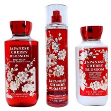 Bath  Body Works Japanese Cherry Blossom Body Wash Lotion Mist Set 3 Pack 