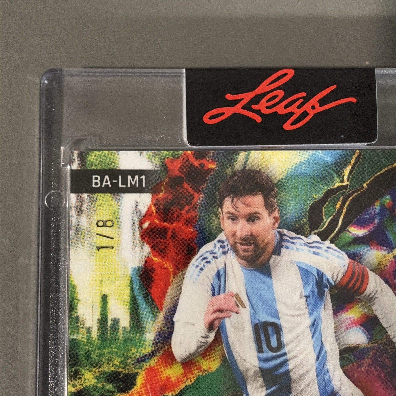2025 Leaf Electrum Rainbow Tie-Dye Lionel Messi Auto Argentina 1/8 Encased HOT!! view 5