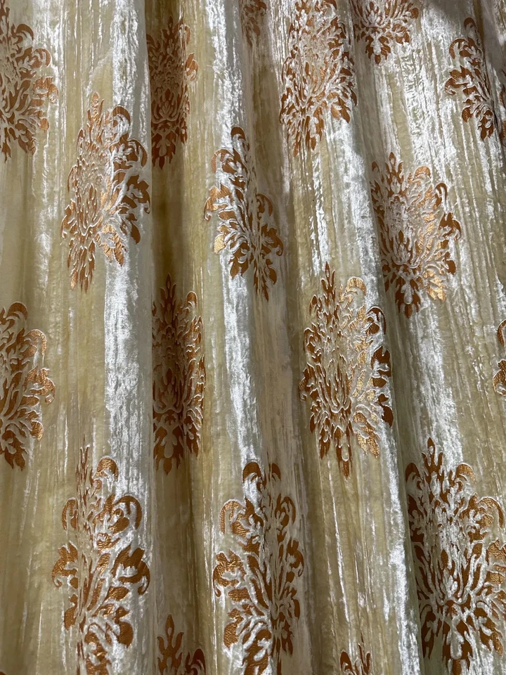 Luxury Vintage Crushed Velvet Curtains - Cotton Viscose Boho Style Drapes - Image 2 of 4