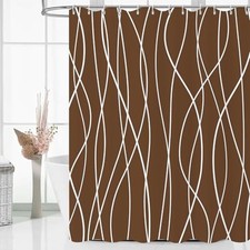 Striped Shower Curtain, Modern Abstract Geometric 72"W x 72"L Pack of 1 Brown
