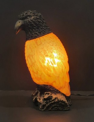 Vintage Brass and Glass Eagle Lamp - Electric Lamp   Works   Really Cool!