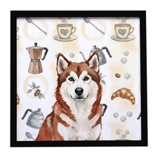 Caroline's Treasures rouge blanc Alaska Malamute café bar encadré impression métal
