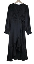 Sofia by Sofia Vergara Womens Sz XXL Faux Wrap Ruffle Trim Black Midi Dress