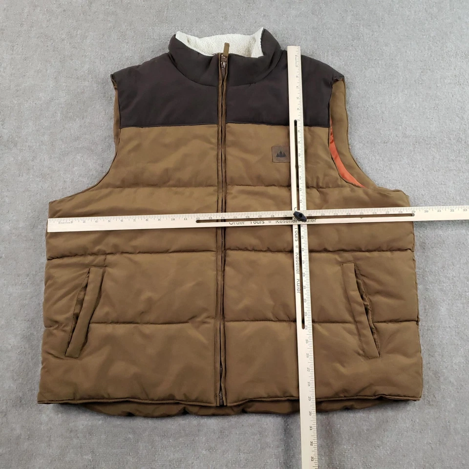 Field & Stream Vest Mens 3XL Brown Tan Puffer Quilted Insulated Sherpa Collar - Image 2 of 4
