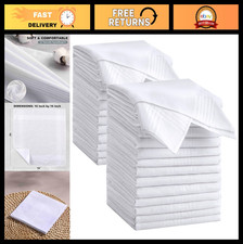 12 Pack Men's Handkerchiefs - 100 Soft Cotton, 16x16 Inch Classic White Pocket