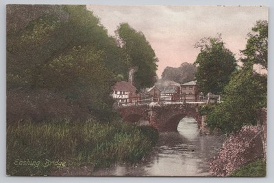 Eashing Bridge Surrey River Szene Vintage Farbansicht