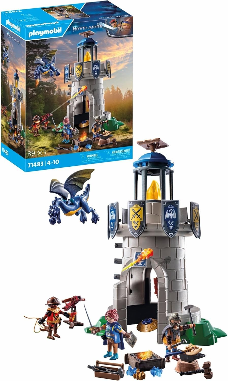 PLAYMOBIL Tourelle des chevaliers de Novelmore 71483 avec dragon pour enfant
