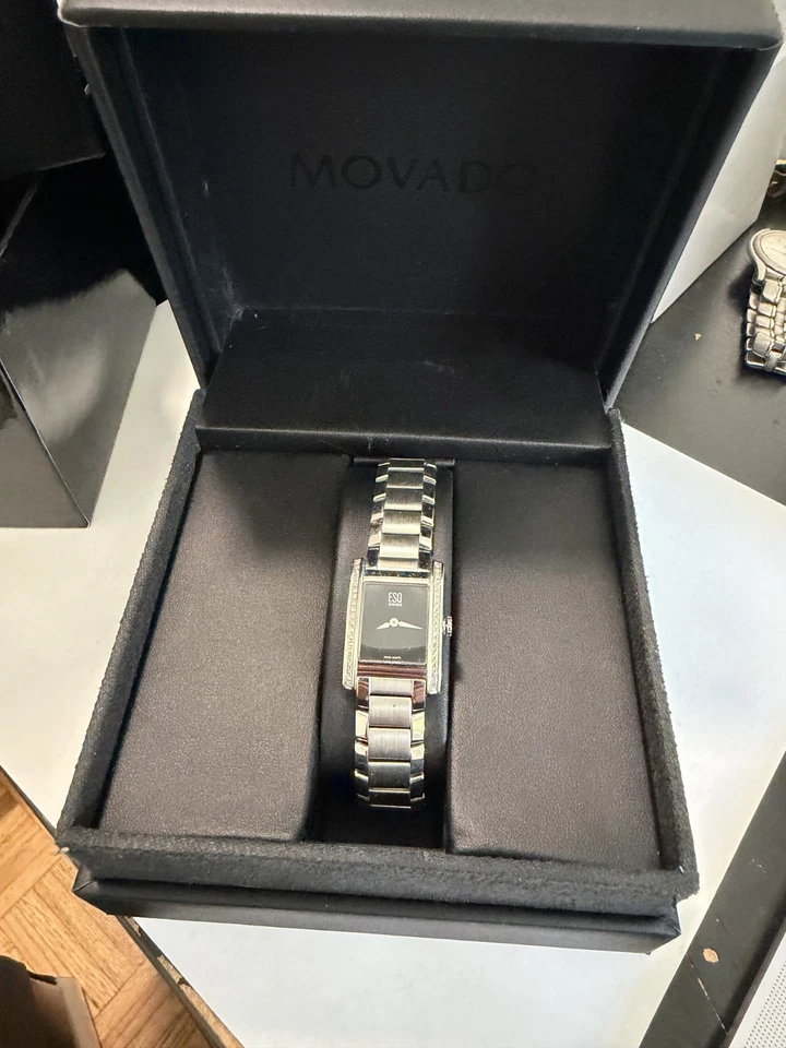 ESQ by MOVADO E5428-07101101瑞士银色钻石表圈黑色表盘女士腕表 — 第 2/4 张图片