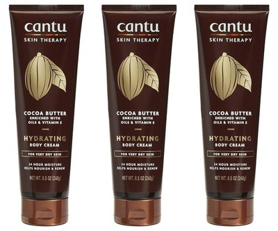 Cantu Therapy Cocoa Butter Hydrating Body Cream for very Dry Skin, 8.5 Oz-3 Pack