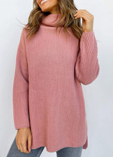 Petal and Pup Womens Size 2 Oversized Cable Knit Turtleneck Sweater Baby Pink