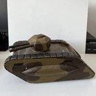 WW1 Trench Art Large Wooden Tank on Wheels Collector Unique Turrent Rotates 360