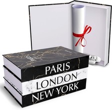 Decorative Books for Home Decor - Set of 3 Faux Coffee Table Books for Modern Ho