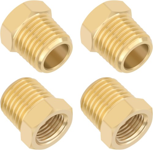 4pc 1/4 to 1/8 NPT Brass Reducer Hex Bushing Pipe Thread Adapter Fitting