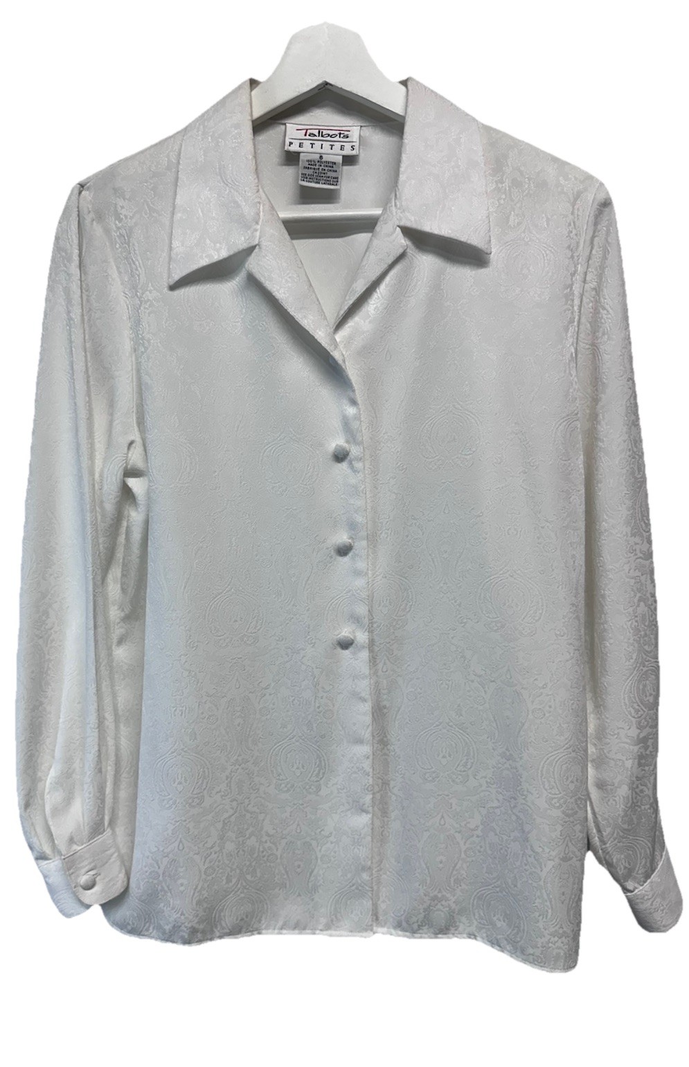 Talbots Crisp White Collared Button Front Blouse … - image 1
