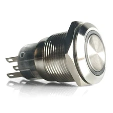 19mm Momentary Billet Buttons /LED Red or Yellow Ring Johnny Law Motors