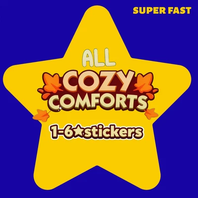 MONOPOLY Mono_poly_Golden Blitz GO Cozy Comforts FULL Sticker 1-6🌟 Instant Delivery!