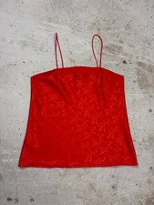 Vintage 1990s Christian Dior Red Strap Top Floral Monogram 40 Made in France