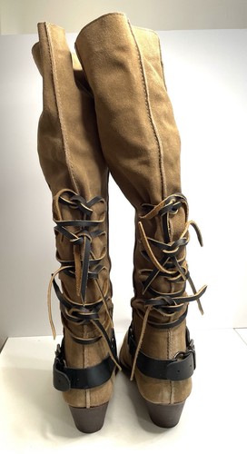 Free People Boots Back-lace Sway Low slouchy tall boots suede Western ...