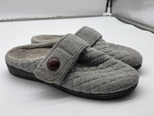 Vionic Carlin Slippers Shoes Womens Size 9 Gray Knit Quilted Mule House Cozy