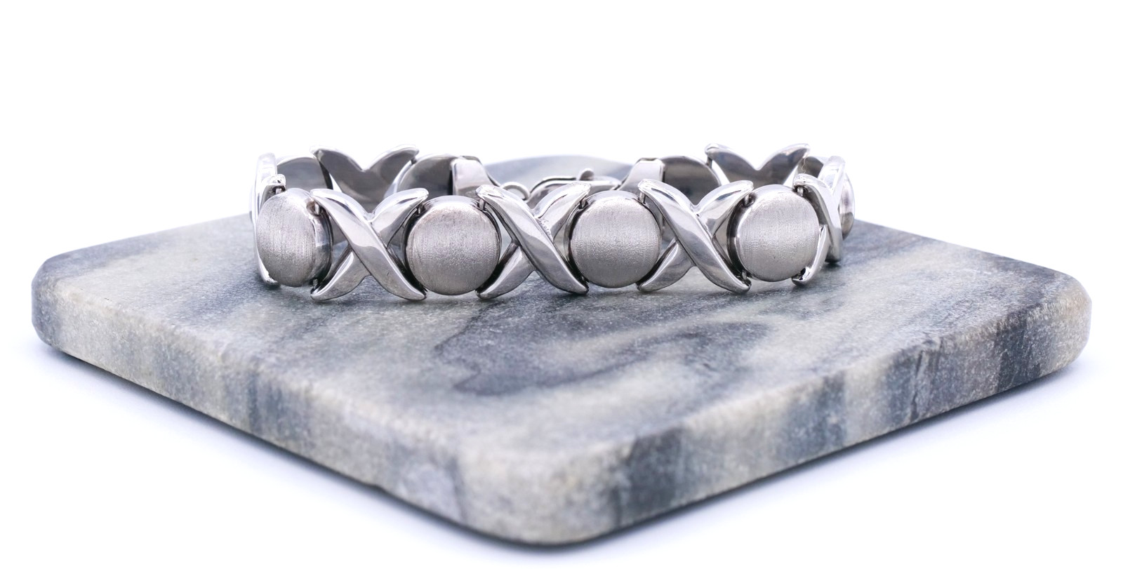 Sterling Silver 925 XOXO Large 14mm 7" Hugs and Kisses Polished Ladies Bracelet