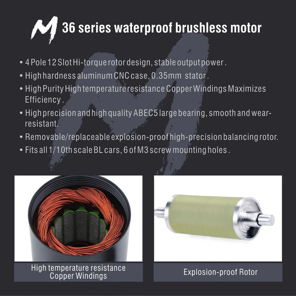 SURPASS HOBBY 3100/4500/4800KV Brushless Motor ESC For 1/10 1/12 1/16 1/18 Cars - Image 4 of 4