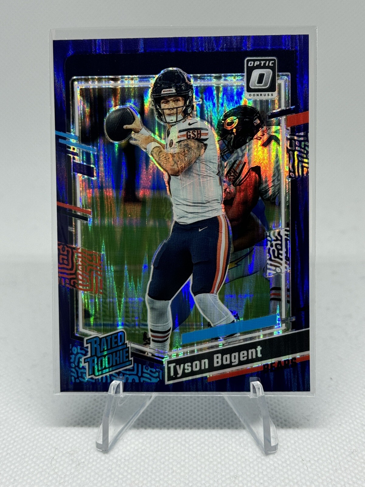2023 Donruss Optic #216 Tyson Bagent Purple Shock Prizm RC Holo Chicago Bears