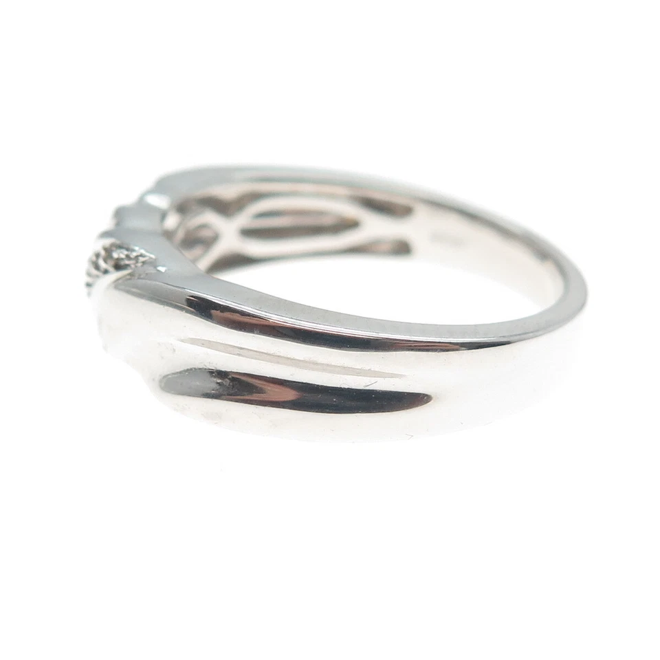 Anillo banda ondulada de diamantes de corte redondo real de plata esterlina Jane Seymour talla 10,25 Foto 4 de 4