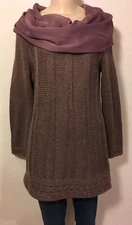 Soft Surroundings Long Sweater Mauve Scarf Cowl w/Mohair S EUC