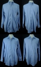 Lot of 4 PAUL FREDRICK Blue 80's 2 Ply Pinpoint Oxford Dress Shirts Sz 17 34 XL