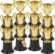 Plastic Mini Award Trophies - 12 Pack - 5 Inches - Golden Cups Trophy