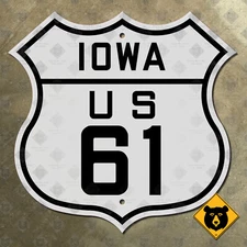 Iowa US Route 61 highway marker road sign 1926 Davenport Dubuque Muscatine 12x12