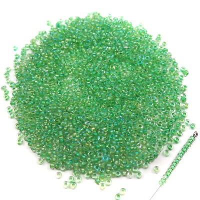 Preciosa Seed Beads 9/0 (2.6mm) Light Green Rainbow Czech Rocailles 30g 1oz P924