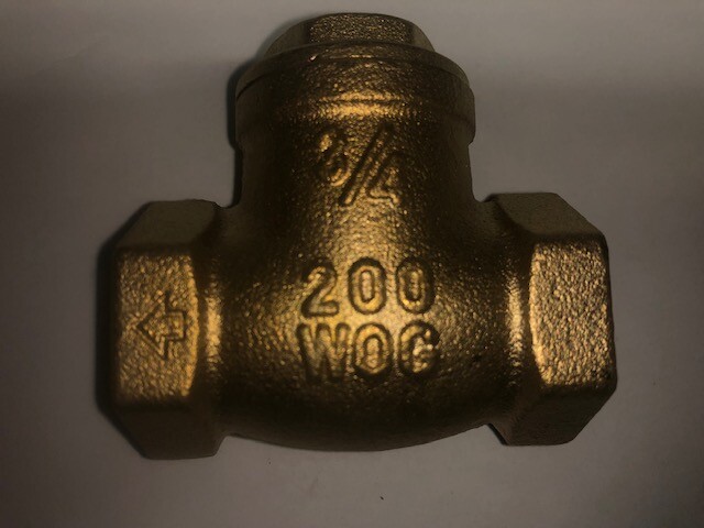 3/4 THREADED IPS NPT FULL PORT SWING CHECK VALVE GRAVITY LEADFREE BRASS 200 psi