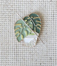 Monstera Houseplant Enamel Needle Minder, Plant Magnet, Magnetic Lapel Pin
