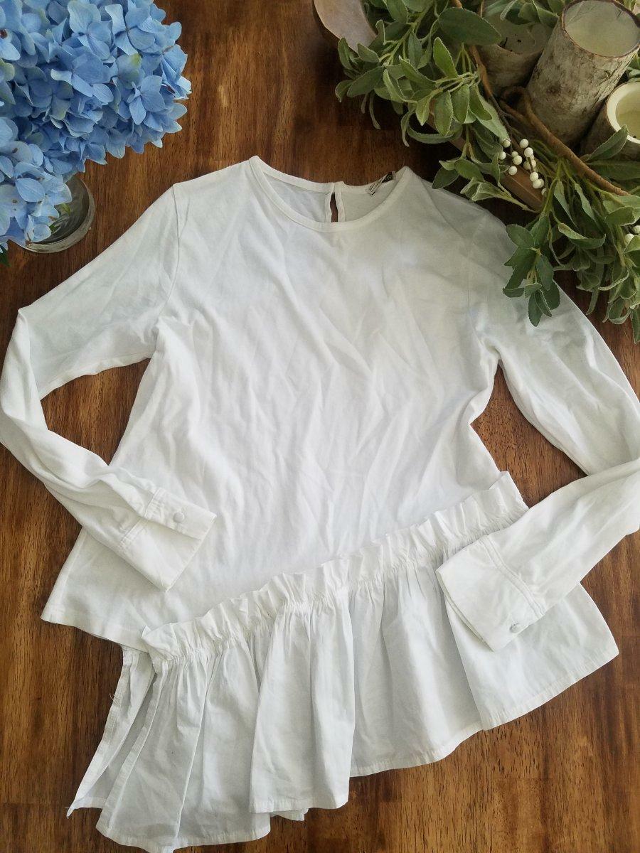 zara white ruffle top