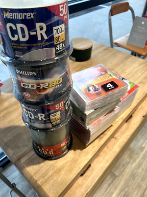 Huge Lot of 230 Memorex CD-R and 21 DVD-R and 10 CD-RW Discs new