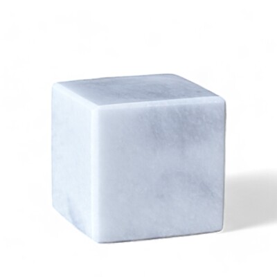 Deko Würfel Tischskulptur aus weißem Marmor Carrara Italian Marble H 8 cm