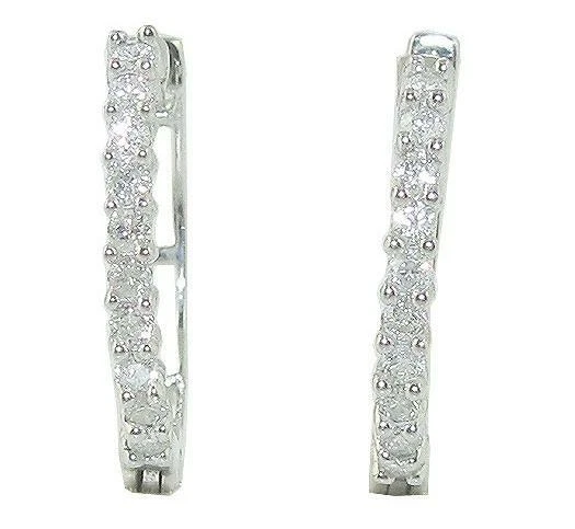 Серьги-кольца с натуральным круглым бриллиантом I1 G 0,30 карата 14 карат белое желтое розовое золото - Изображение 3 из 4