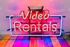 Video Rentals Vintage Disc Store 20" Neon Light Sign Lamp Bar Wall Decor Artwork