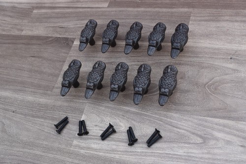 Vintage OWL Shape cast iron cabinet drawer door knobs handles pull rustic 10 pcs - Picture 8 of 8