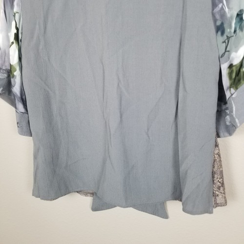 VTG Y2K Spencer Alexis Blue Bohemian Renaissance Floral Lace Kimono Top Sz PL - Picture 12 of 13